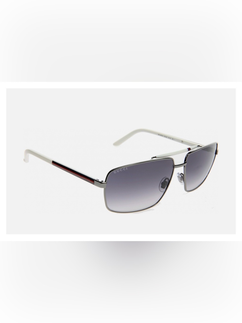 GUCCI NWOT GG2202/S 6XL Mens Retro Rectangle Pilot Brow Bar Wht/Silver 61-14-135